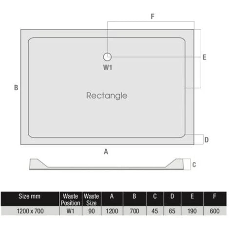 Modern Rectangle Shower Tray 1200 X 700mm Low Profile Slimline Lightweight White - Image 2