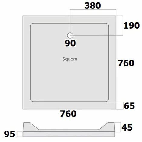 Modern Square Shower Tray 760 X 760mm Easy Plumb Slimline Lightweight White - Image 2