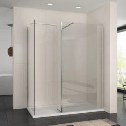 ELEGANT 1200 X 800 Mm Walk In Wetroom Shower Enclosure Panel With Stone Tray And 300mm Flipper Panel
