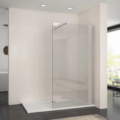 ELEGANT 900mm Walk In Wetroom Shower Enclosure 8mm Easy Clean Glass Frameless Shower Screen Panel