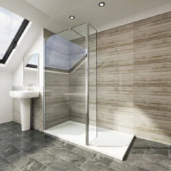 ELEGANT 800mm Walk In Shower Screen Tougheded Safety Wet Room With 300mm Flipper Panel