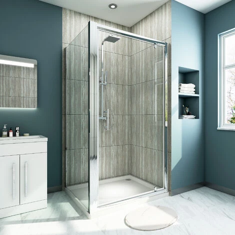 ELEGANT 1000 X 700 Mm Pivot Hinge Shower Enclosure Shower Screen Cubicle With Side Panel