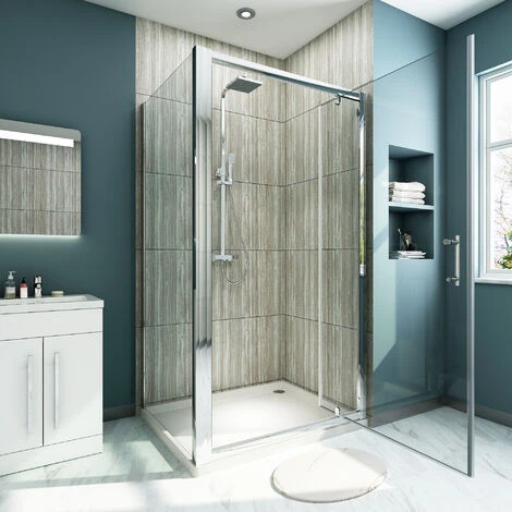 ELEGANT 1000 X 700 Mm Pivot Hinge Shower Enclosure Shower Screen Cubicle With Side Panel - Image 2