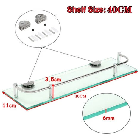 Livingandhome 40CM Wall Mounted Glass Shower Storage Caddy For Bathroom - Image 5