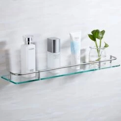 Livingandhome 60CM Wall Mounted Glass Shower Storage Caddy For Bathroom