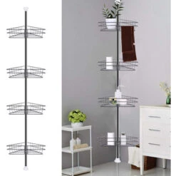 Livingandhome 4 Tier Telescopic Shower Caddy Holder Rack For Bathroom