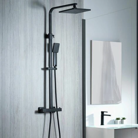 Aqualisa Deco Thermostatic Mixer Shower Square Bar Valve Black DECO.SQR.SC.MB
