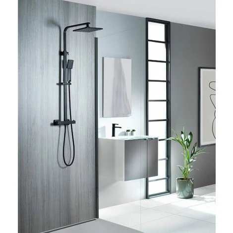 Aqualisa Deco Thermostatic Mixer Shower Square Bar Valve Black DECO.SQR.SC.MB - Image 2