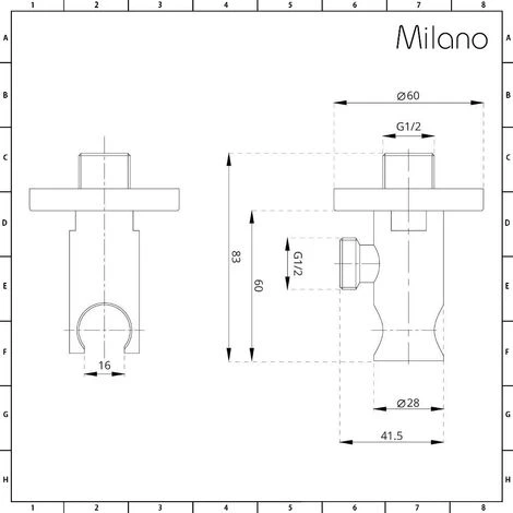 Milano Clarus - Modern Round Hand Shower Handset Outlet Elbow And Bracket - Brushed Brass - Image 4