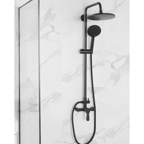 Modern Mixer Shower Set Brass Rain Function Wall Hanging Matt Black Farin - Image 2