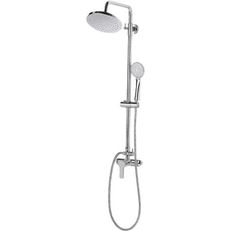 Modern Mixer Shower Set Brass Rain Function Wall Hanging Glossy Silver Tinkisso