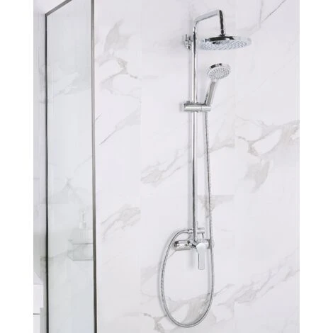 Modern Mixer Shower Set Brass Rain Function Wall Hanging Glossy Silver Tinkisso - Image 2