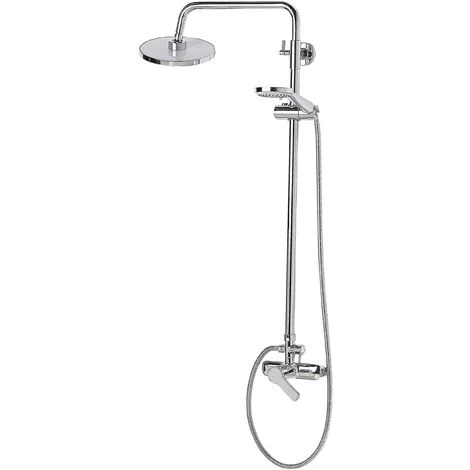Modern Mixer Shower Set Brass Rain Function Wall Hanging Glossy Silver Tinkisso - Image 4