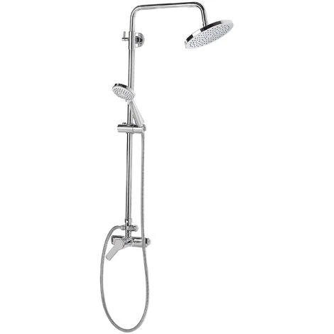 Modern Mixer Shower Set Brass Rain Function Wall Hanging Glossy Silver Tinkisso - Image 5