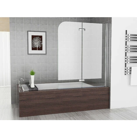 Lisa 900 X 1400 Mm Bath Screen Shower Screen 2 Folding 180° Hinge Door Panel 6mm Easy Clean Glass