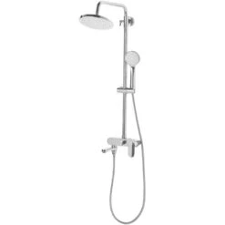 Modern Mixer Shower Set With Rain Function Brass Gloss Finish Silver Gurara