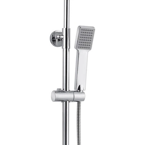 AICA Thermostatic Exposed Shower Mixer Bathroom Twin Head Large Square Bar Set Chrome - Image 3