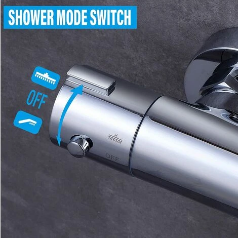 AICA Thermostatic Exposed Shower Mixer Bathroom Twin Head Large Square Bar Set Chrome - Image 4