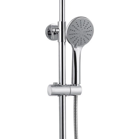 AICA Thermostatic Exposed Shower Mixer Bathroom Twin Head Large Round Bar Set Chrome - Image 3