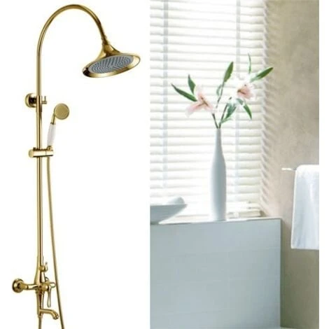 Antique Gold Style Curved Spout & Shower Column - Image 5