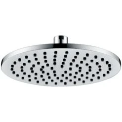 Round 200mm Fixed Shower Head Chrome Single Mode Rub Clean + Swivel Ball Joint