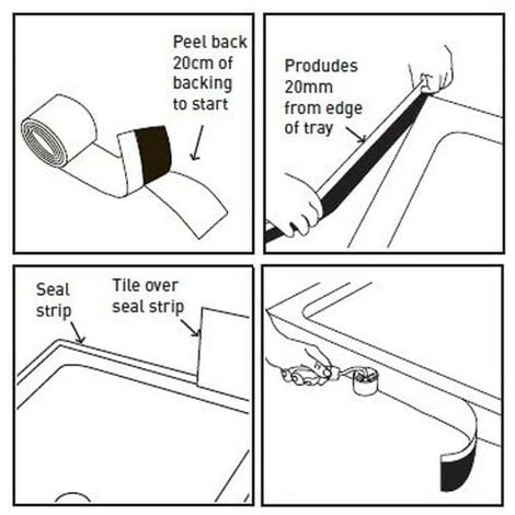 Shower Tray Bath Basin Flexible Waterproof Seal Strip Upstand Sealant - 2.8m - Image 3