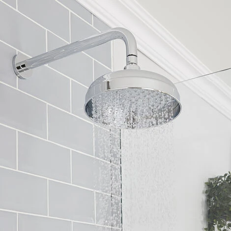 Milano Elizabeth - Traditional 2 Outlet Twin Diverter Thermostatic Mixer Shower Valve With 200mm Round Rainfall Shower Head And Hand Shower Handset - Chrome & White - Image 2