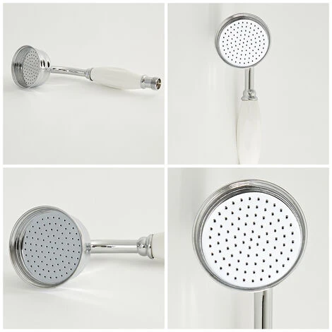 Milano Elizabeth - Traditional 2 Outlet Twin Diverter Thermostatic Mixer Shower Valve With 200mm Round Rainfall Shower Head And Hand Shower Handset - Chrome & White - Image 3