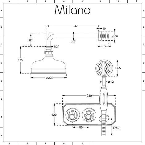 Milano Elizabeth - Traditional 2 Outlet Twin Diverter Thermostatic Mixer Shower Valve With 200mm Round Rainfall Shower Head And Hand Shower Handset - Chrome & White - Image 5