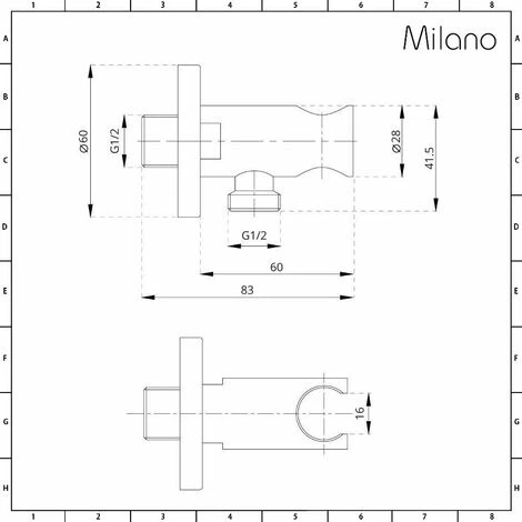 Milano Mirage - Modern Round Shower Outlet Elbow And Hand Shower Handset Bracket - Image 4