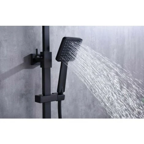Matt Black Thermostatic Mixer Shower Set Square Black Twin Head Exposed Valve - Image 4