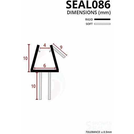 Shower Seal For Screens, Doors Or Panels | Fits 4, 5 Or 6mm Glass | Seals 5-10mm Gaps | SEAL086 (80cm) - Image 3