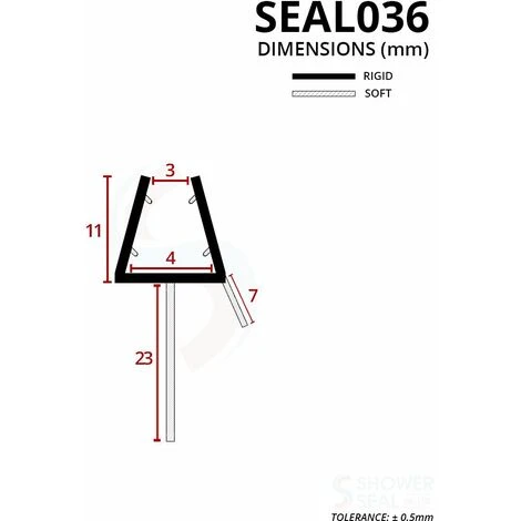 Shower Seal For Screens, Doors Or Panels | Fits 3 Or 4mm Glass | Seals 18-23mm Gaps | SEAL036 (80cm) - Image 3