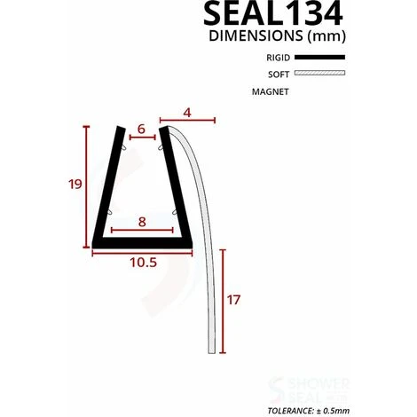 Shower Seal For Screens, Doors Or Panels | Fits 6, 7 Or 8mm Glass | Seals 12-17mm Gaps | SEAL134 (80cm) - Image 3