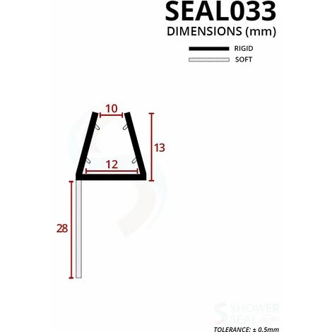 Shower Seal For Screens, Doors Or Panels | Fits 10, 11 Or 12mm Glass | Seals 23-28mm Gaps | SEAL033 (80cm) - Image 3