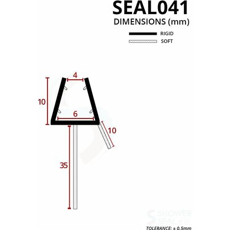 Shower Seal For Screens, Doors Or Panels | Fits 4, 5 Or 6mm Glass | Seals 30-35mm Gaps | SEAL041 (80cm) - Image 3