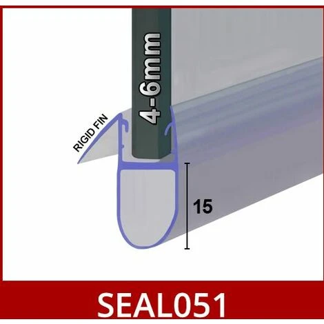 Shower Seal For Screens, Doors Or Panels | Fits 4, 5 Or 6mm Glass | Seals 10-15mm Gaps | SEAL051 (80cm) - Image 2