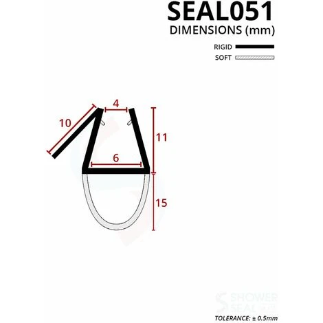 Shower Seal For Screens, Doors Or Panels | Fits 4, 5 Or 6mm Glass | Seals 10-15mm Gaps | SEAL051 (80cm) - Image 3