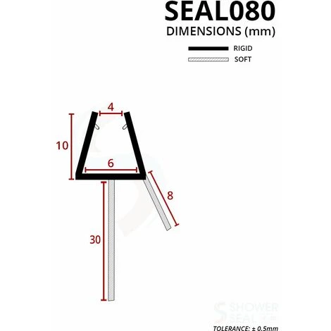 Shower Seal For Screens, Doors Or Panels | Fits 4, 5 Or 6mm Glass | Seals 25-30mm Gaps | SEAL080 (80cm) - Image 3