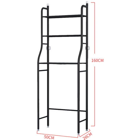 Livingandhome 3 Tier Over The Toilet Bathroom Storage Space Holder Stand, Black - Image 5
