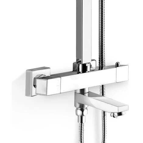 Edor 3 Way Exposed Square Thermostatic Shower Mixer Bathroom Twin Head Valve Set - Image 4