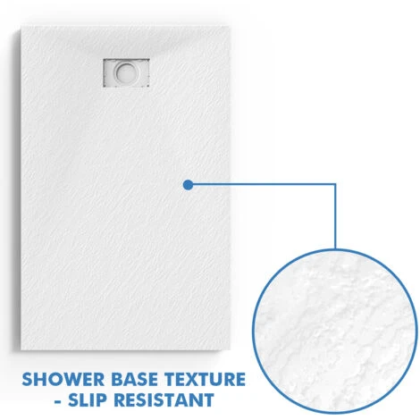 ELEGANT 1200x800mm Shower Tray White Slate Effect Shower Base Grain Rectangular With Waste Trap - Image 3
