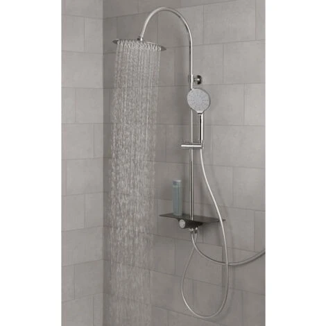 Overhead Shower Set With Tray AQUASTAR Chrome-Anthracite SCHÜTTE - Image 2