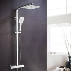 Fawley Square Thermostatic Exposed Twin Head Mixer Shower Set