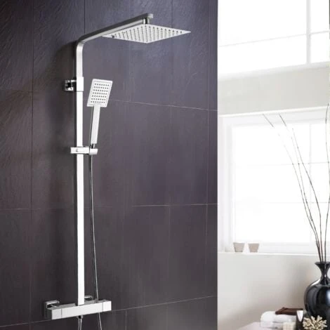 Fawley Square Thermostatic Exposed Twin Head Mixer Shower Set