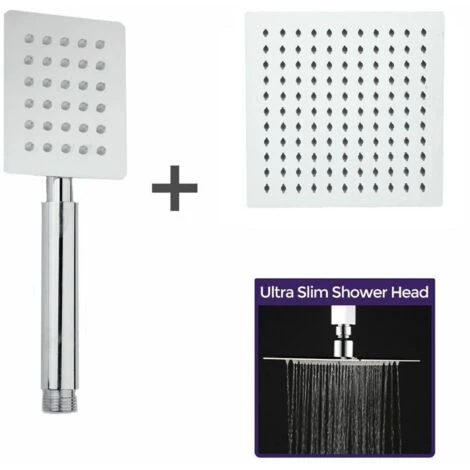 Accit 200mm Square Shower Head And Hand Set Chrome