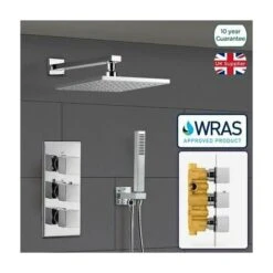 Cameo Bathroom Concealed Square Thermostatic Shower Mixer Valve Tap Chrome