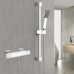 Erona Thermostatic Slider Rail Bar Shower Mixer Valve + Slider Rail Kit
