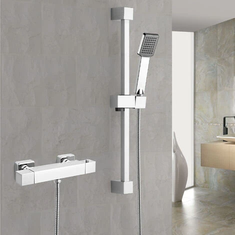 Erona Thermostatic Slider Rail Bar Shower Mixer Valve + Slider Rail Kit