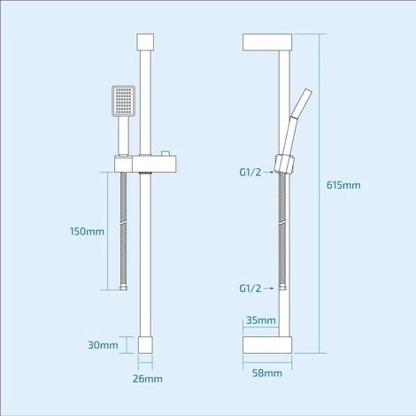 Erona Thermostatic Slider Rail Bar Shower Mixer Valve + Slider Rail Kit - Image 4